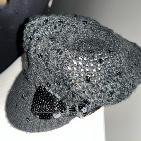 Fabulous black crocheted cap.  Sparkly bow on side. Justice one size fits all. - Picture 3 of 7